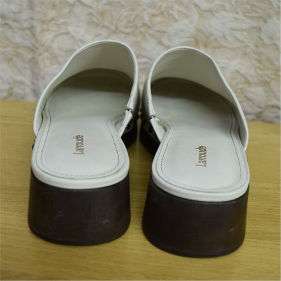 Larroude Zuzi Bit Mule Clogs Slip on Mens Size 10 Ivory Leather Wooden Studs main image 7